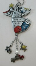 W2 Never drive faster than guardian angel can fly color CAR CHARM ornament Ganz