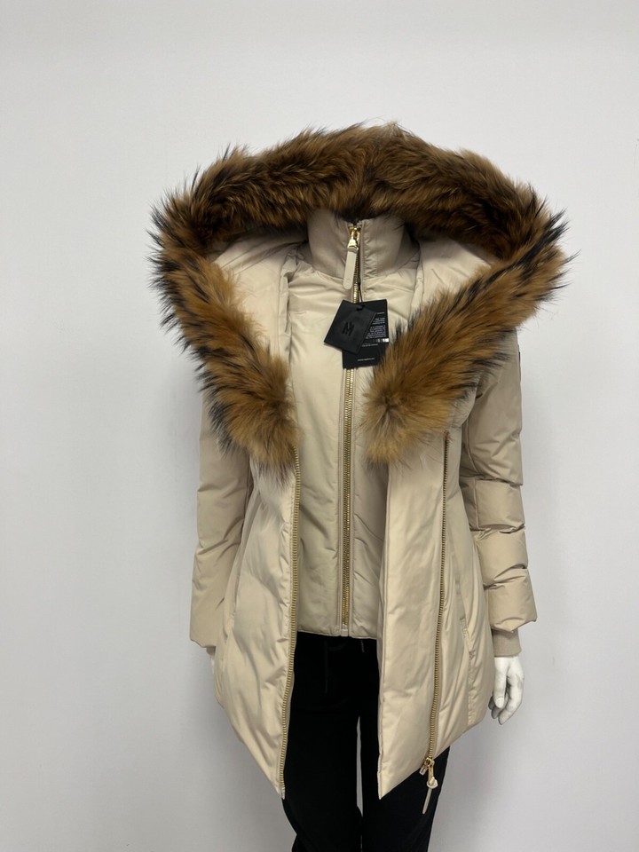 Mackage Ladies ADALI Down Coat W/ Natural Fur TrenchGold Size M NWT eBay