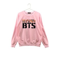 BTS K-Pop Sweatshirt Size Medium M Pink Graphic Lightweight Pullover Crewneck