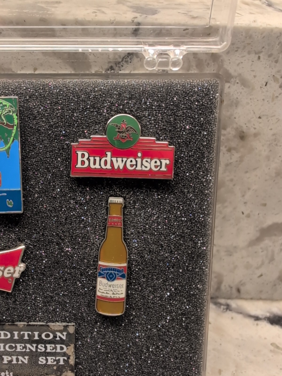 Vintage Budweiser Beer Limited Edition Collector Pin Set with Case