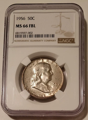 1956 Franklin Half Dollar MS66 FBL NGC Toned