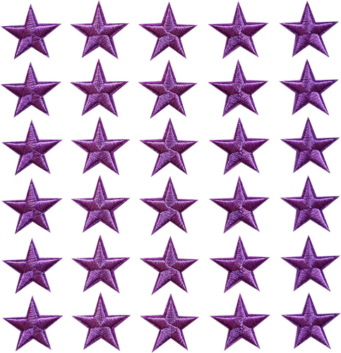 30Pcs Purple Star Iron on Patches, Star Patches Embroidered Applique for Clothin