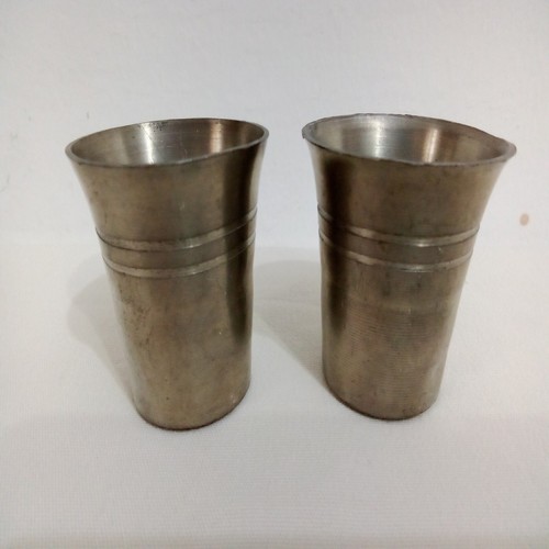 Grenningloh Vintage Pewter 95% Set 2 Liquor Vodka Cups Signed Germany 2" In Tall