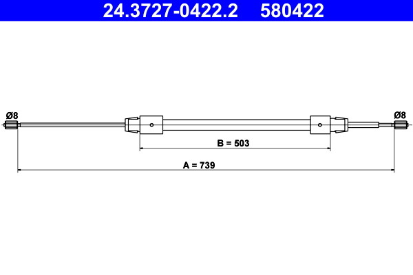 ATE 24.3727-0422.2 Cable, parking brake for MERCEDES-BENZ