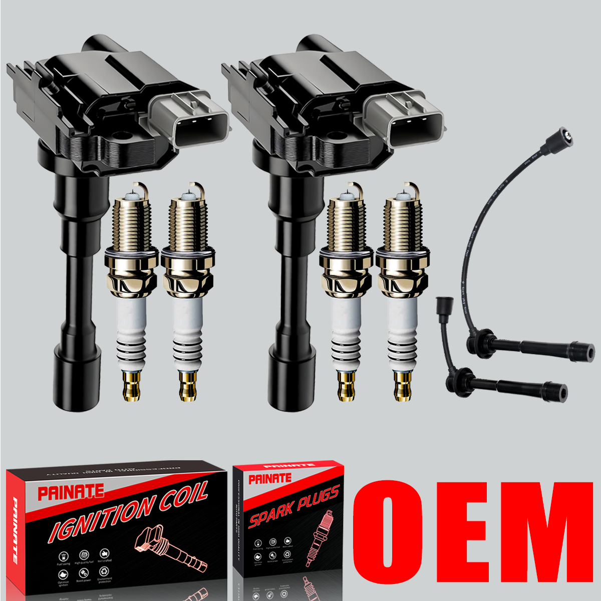 Brand 2X OEM Ignition Coil & Spark Plug & Wires For Suzuki Swift Esteem L4 UF280