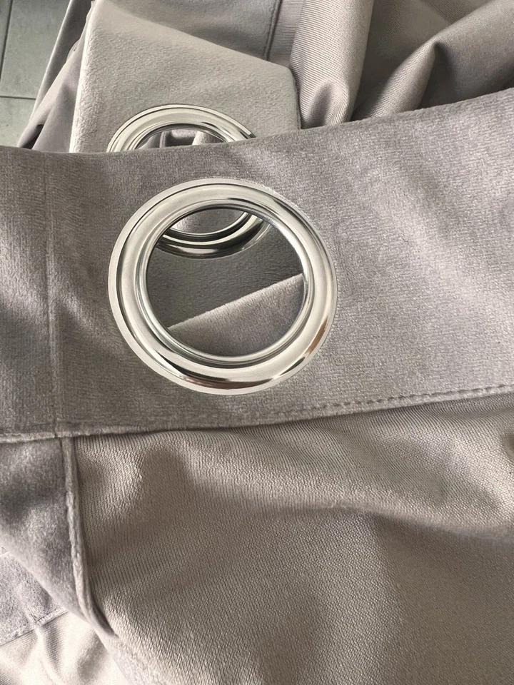 Cortinas de Terciopelo Gris Hiasan 96 Pulgadas-Apagón Aislamiento Térmico 2 Paneles Foto 2 de 4