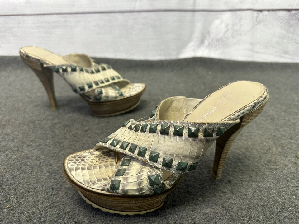 Donald J. Pliner X Lisa (Pliner) Marfil Tachonado Serpiente Tacón Stilleto Talla 6.5 Foto 2 de 4