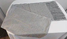 CEJON WOMEN'S SILVER METTALIC ACETATE FRINGED ACETATE SCARF 22" X 80"