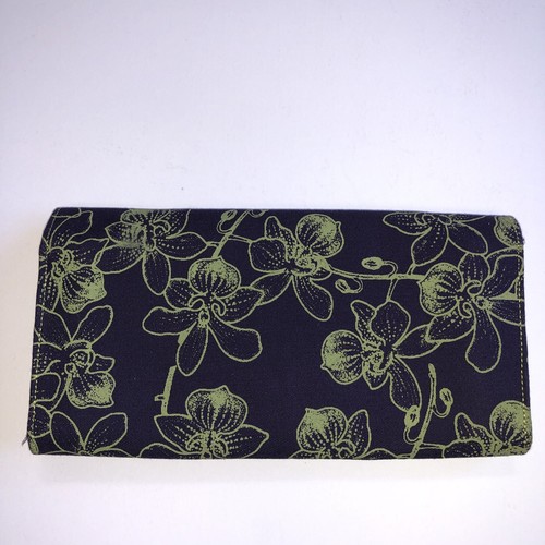 STEM 2-PC Wristlet 10"x6" & Wallet 8"x4" Magnetic-Close Purple w/Green-Floral - Picture 11 of 12