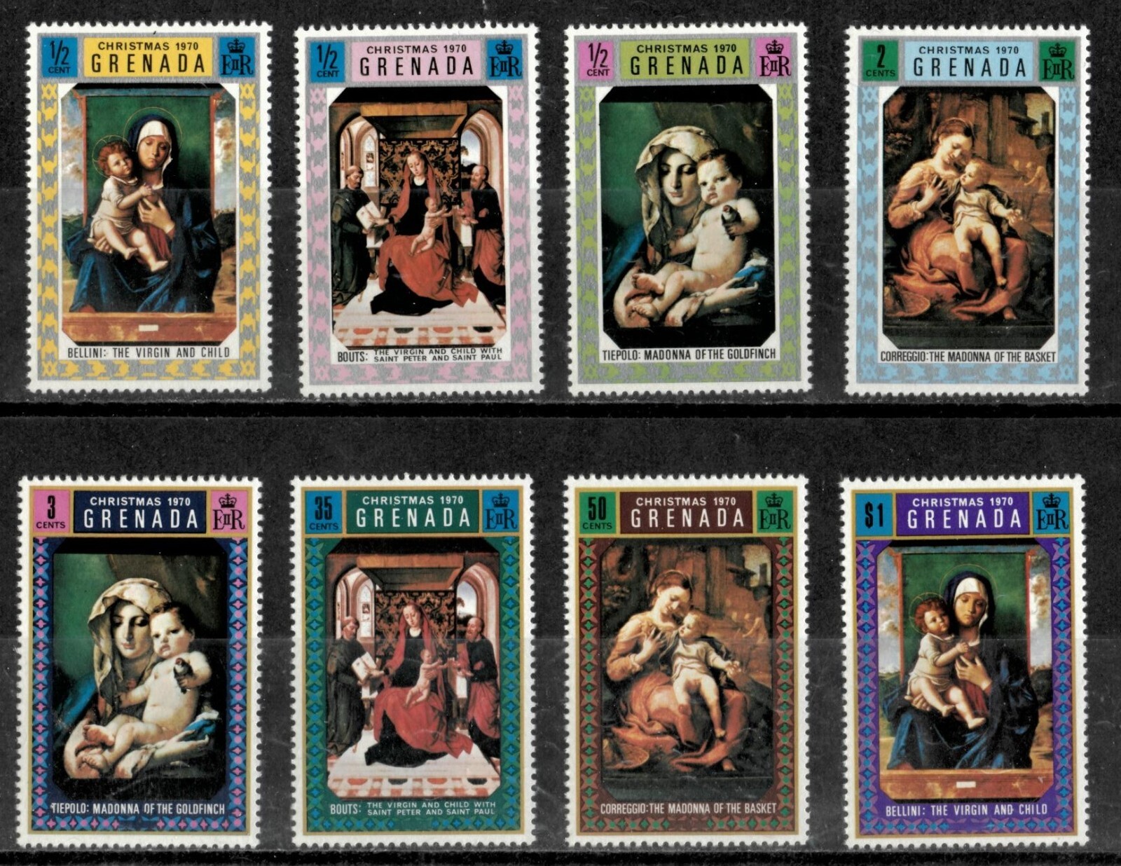 Grenada 1970 - Christmas Art - Set of 8 Stamps - Scott #387-94 - MNH | eBay