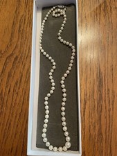 Vintage Cultured Creamy White Color 21 Inch Graduated Pearl Necklace