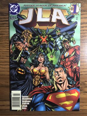 JLA 1 RARE NEWSSTAND 1ST TEAM APP OF HYPERCLAN HOWARD PORTER DC COMICS 2000 A