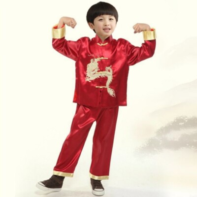2x Kids Boy Hanfu Chinese Tang Suit Toddler New Year Clothes