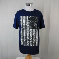 Men's Short Sleeve Patriotic American Flag Graphic T-Shirt - Navy, Large 5224