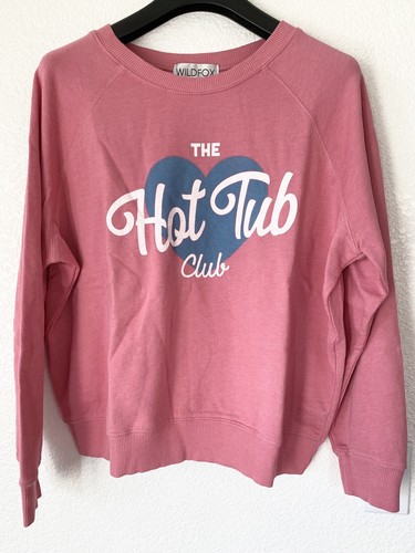 NWT Wildfox hot tub club graphic cotton blend sweatshirt BUBBLEGUM size M L - Picture 2 of 5