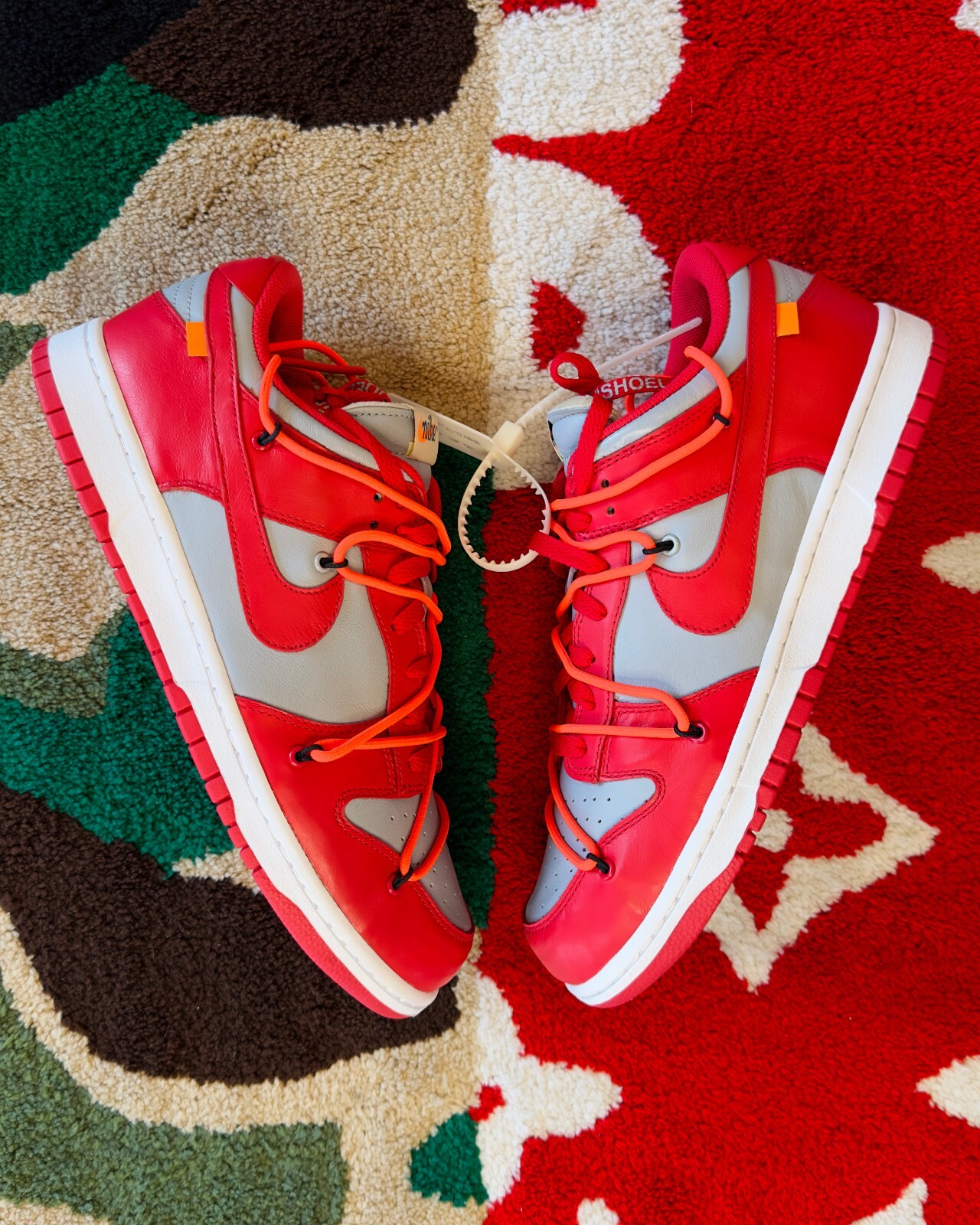 OFF WHITE X NIKE Taglia 11 5 Nike Dunk Low x BIANCO SPORCO University rosso 2019