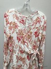 En Crème V-Neck Floral Full leeves Romper M Shorts Jumpsuit One Piece Faux Wrap — photo 2