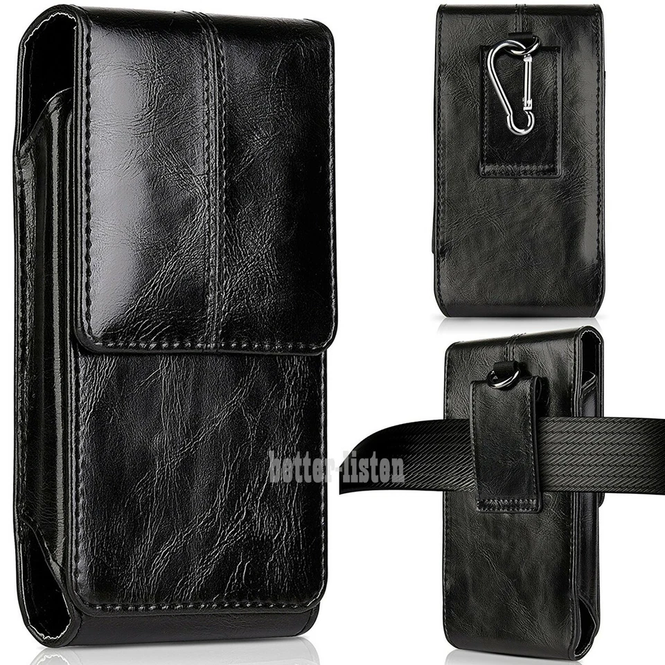 Vertical Leather Case Cover Pouch Holster With Belt Clip For Large Cell Phones - Image 3 of 4