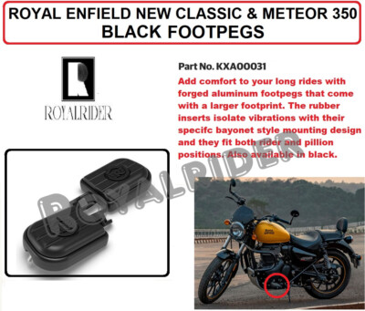 Fits Royal Enfield NEW CLASSIC & METEOR 350 BLACK FOOTPEGS