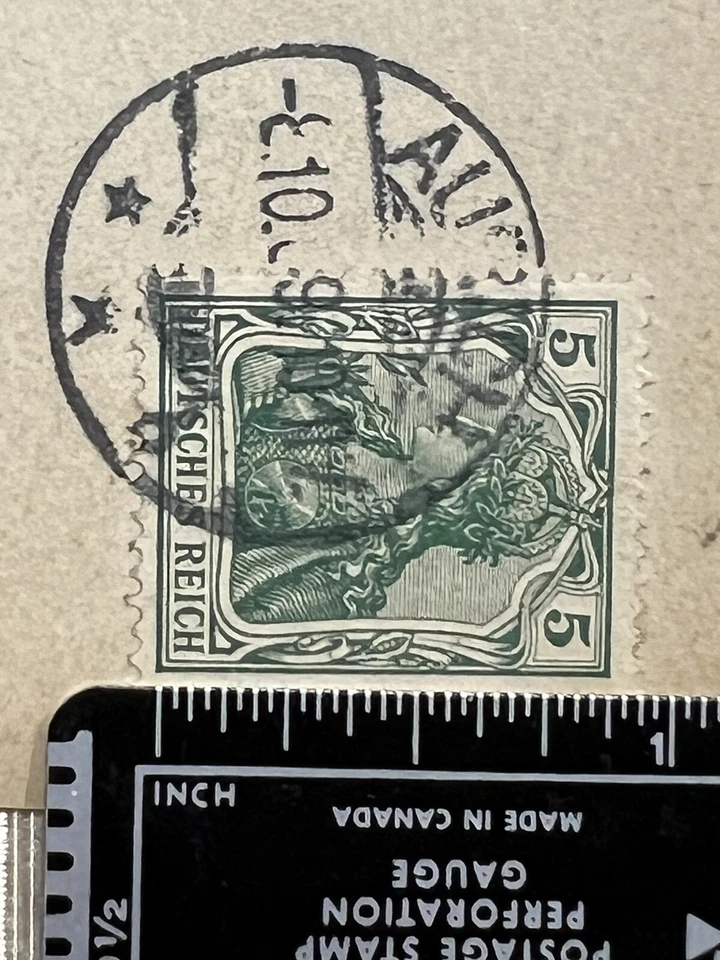 RARE~ANNA FUHRING~ DEUTSCHES REICH 5 CENT~ ENGRAVED~ GREEN~ GERMAN STAMP~WALDRAF - Image 2 of 4