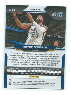 2020/21 Prizm-Royce O'Neale Red Prizm /299 #88-Utah Jazz | eBay