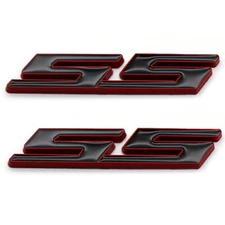 2x new Impala Cobalt SS Rear Trunk Emblem Fender Metal Badge Red Trim