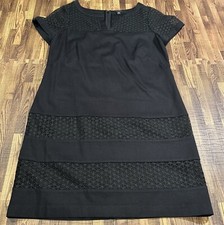 Ann Taylor Black Lace Sheath Dress Womens 10 Classic Career Office Evening EUC