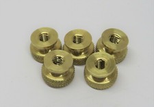 5 brass spark plug thumb nuts 10/32 by 1/2in OD Maytag
