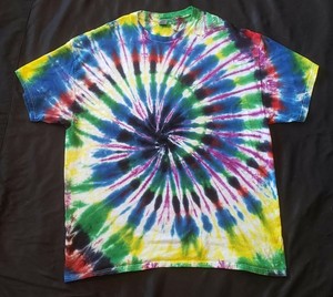 green and red tie dye shirt