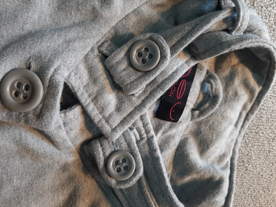 NEW LOOK Womens Jacket Large L 3/4 Sleeve Gray Cotton 4 Pocket - Image 2 of 4