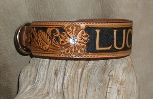 hand tooled dog collar