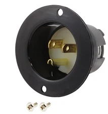 15A 125V NEMA 5-15P Flanged Power Input Male Inlet by AC WORKS®