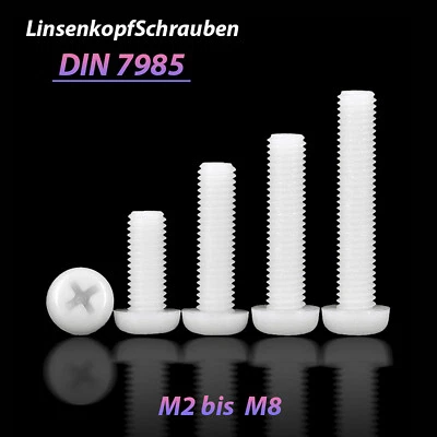 M2 bis M8 Kunststoff LinsenkopfSchrauben Kreuzschlitz Nylon DIN 7985 - Bild 1 von 3