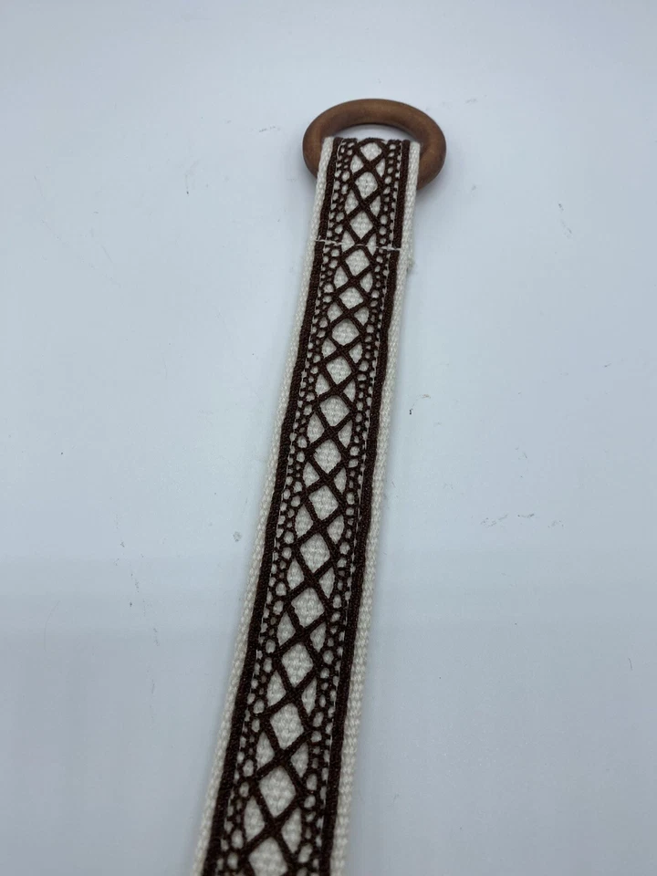 Liz Claiborne D-Ring Belt Woven White Brown 43 Inches Size Large Women Very Nice — 第 3/4 张图片