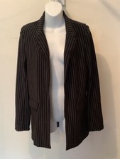 HAVE Women's Black Pinstripe Open Front Blazer Size M