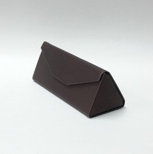 Foldable Eyeglass Sunglass Case Metallic Brown Faux Leather Magnetic Closer