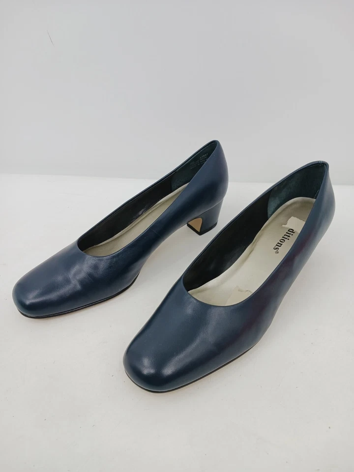 Женские темно-синие кожаные туфли-лодочки на блочном каблуке с квадратным носком размер 9 Nuera - Изображение 2 из 4