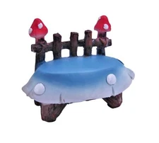 Miniature Fairy Garden Mushroom Bench w/ Blue Seat - Buy 3 Save $5