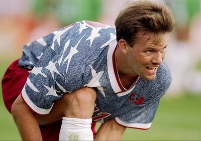 Eric Wynalda USA looks on at a game against Saudia Arabia 1990s Old Photo
