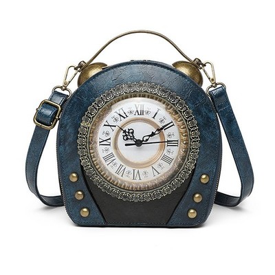 WOMENS FASHION Vintage Clock-Inspired Crossbody Bag with Steampunk Details