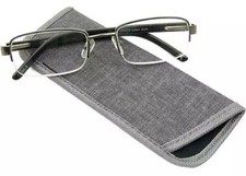 NEW Foster Grant Lyden G Gunmetal Black Semi Rimless Reading Glasses 53/18