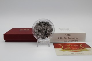 PRAGER: Österreich 10 Euro 2010 Erzberg in der Steiermark Silber [B17]#k