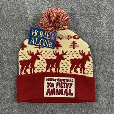 Home Alone Merry Christmas Ya Filthy Animal Knit Beanie OSFM Pom Movie Kevin NWT