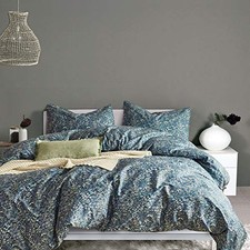 Queen Comforter Set Blue Wildflower Queen Size 3 Pieces Queen 90"x90" C 5201