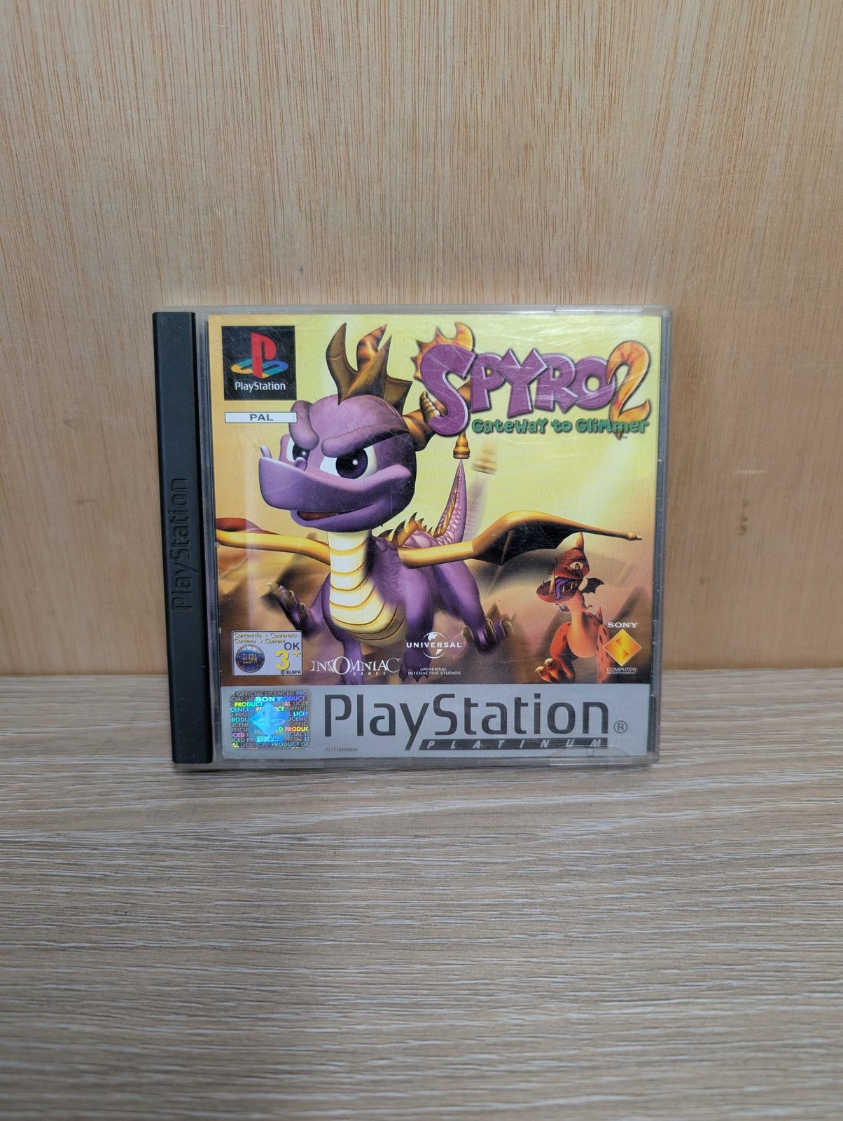 Spyro 2 Gateway To Glimmer PlayStation Platinum Case PAL PS1 No Disk Case Manual