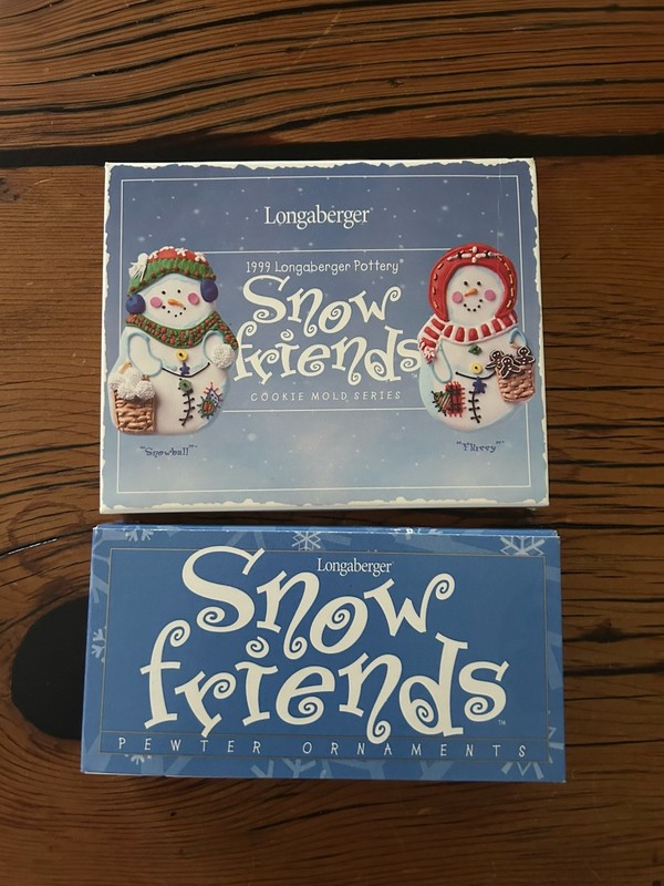 New Longaberger Lot Snow Friends Cookie Mold & Ornaments Snowball Flurry