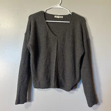 Jolt Open Weave Soft V Neck Soft Cozy Sweater Size M Minimalist Basic Transition