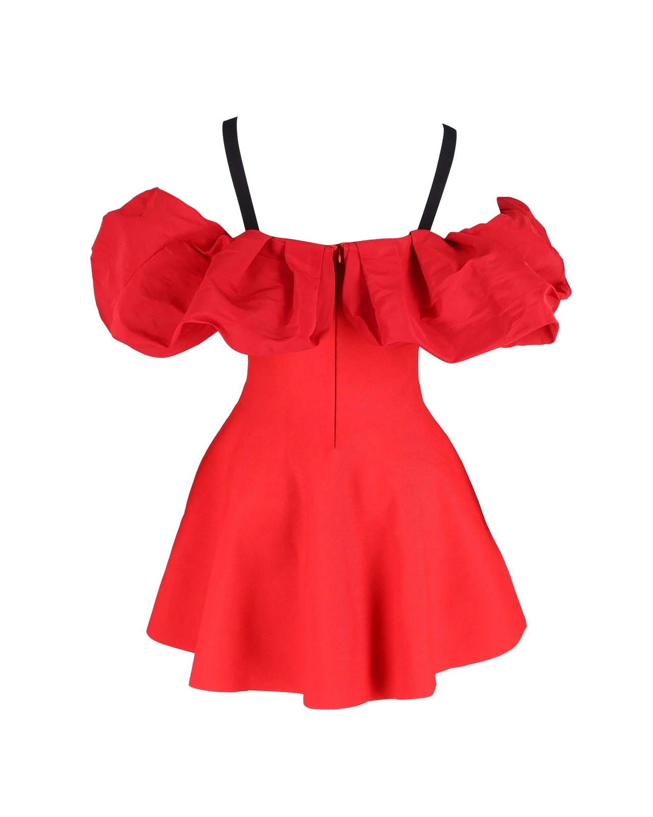 Alexander Mcqueen Mini Abito Spalla Fredda Increspato In Viscosa Donna Rosso L