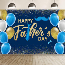 Fathers Day Decorations Backdrop, Happy Father'S Day Banner with Gold Balloons B