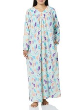 Womens Full-Length Lightweight Warm Cotton Flannel Nightgown X-Large Mint Birds